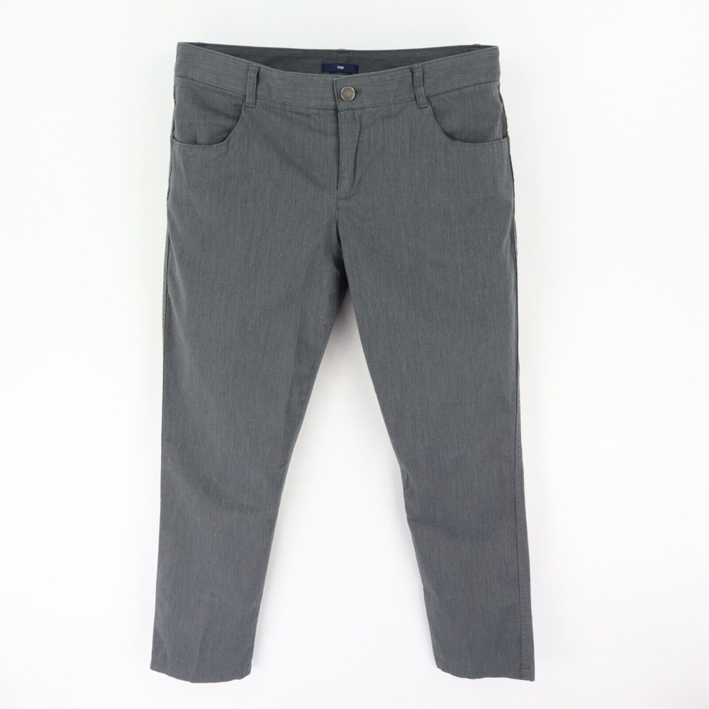 Gap Pants Low Rise Womens Size 8 Gray Cotton Blend Stretch Pockets Straight Leg